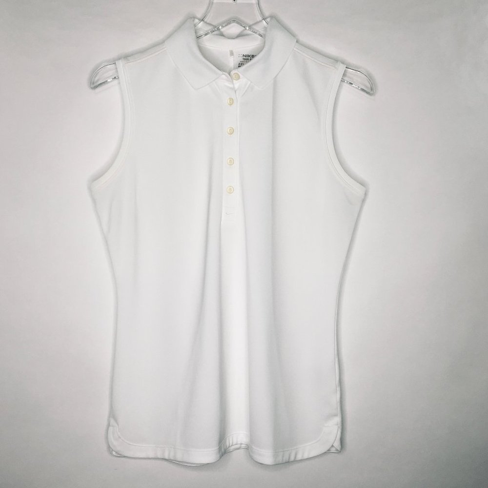 Nike Golf Dri-FIT Tour Performance Polo Top Sleeveless White Size M